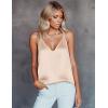 imageEkouaer Womens Silk Satin Camisole Tank Tops V Neck Sleeveless Spaghetti Straps Blouse Casual Racerback ShirtChampagne