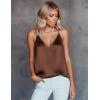 imageEkouaer Womens Silk Satin Camisole Tank Tops V Neck Sleeveless Spaghetti Straps Blouse Casual Racerback ShirtDeep Brown