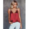 imageEkouaer Womens Silk Satin Camisole Tank Tops V Neck Sleeveless Spaghetti Straps Blouse Casual Racerback ShirtDeep Red