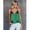 imageEkouaer Womens Silk Satin Camisole Tank Tops V Neck Sleeveless Spaghetti Straps Blouse Casual Racerback ShirtGreen