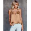 imageEkouaer Womens Silk Satin Camisole Tank Tops V Neck Sleeveless Spaghetti Straps Blouse Casual Racerback ShirtKhaki