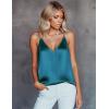 imageEkouaer Womens Silk Satin Camisole Tank Tops V Neck Sleeveless Spaghetti Straps Blouse Casual Racerback ShirtLake Blue