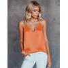 imageEkouaer Womens Silk Satin Camisole Tank Tops V Neck Sleeveless Spaghetti Straps Blouse Casual Racerback ShirtOrange