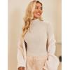 imageEkouaer Womens Turtleneck Tops Ribbed Pullover Sweater Long Sleeves Shirts Midweight Thermal Underwear BlouseBeige