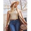 imageEkouaer Womens Turtleneck Tops Ribbed Pullover Sweater Long Sleeves Shirts Midweight Thermal Underwear BlouseBeige
