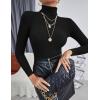 imageEkouaer Womens Turtleneck Tops Ribbed Pullover Sweater Long Sleeves Shirts Midweight Thermal Underwear BlouseBlack