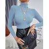 imageEkouaer Womens Turtleneck Tops Ribbed Pullover Sweater Long Sleeves Shirts Midweight Thermal Underwear BlouseBlue Grey