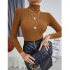 imageEkouaer Womens Turtleneck Tops Ribbed Pullover Sweater Long Sleeves Shirts Midweight Thermal Underwear BlouseBrown
