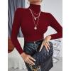imageEkouaer Womens Turtleneck Tops Ribbed Pullover Sweater Long Sleeves Shirts Midweight Thermal Underwear BlouseDark Red