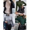 imageEkouaer Womens Turtleneck Tops Ribbed Pullover Sweater Long Sleeves Shirts Midweight Thermal Underwear BlouseKhaki