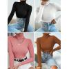 imageEkouaer Womens Turtleneck Tops Ribbed Pullover Sweater Long Sleeves Shirts Midweight Thermal Underwear BlouseLight Blue
