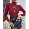 imageEkouaer Womens Turtleneck Tops Ribbed Pullover Sweater Long Sleeves Shirts Midweight Thermal Underwear BlouseWine Red