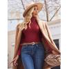 imageEkouaer Womens Turtleneck Tops Ribbed Pullover Sweater Long Sleeves Shirts Midweight Thermal Underwear BlouseWine Red