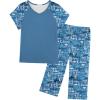 imageEkouaer Pajamas for Women Set Short Sleeve Pj Sets Pullover Tops ampamp Capri Pants 2 Piece Sleepwear Loungewear SXXLLetter Print