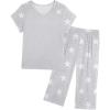 imageEkouaer Pajamas for Women Set Short Sleeve Pj Sets Pullover Tops ampamp Capri Pants 2 Piece Sleepwear Loungewear SXXLLight Greystar