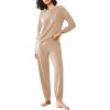 imageEkouaer Womens Pajamas 2 Piece Lounge Set Long Sleeve Top and Elastic Waist Pants Sweatsuits Casual Pjs with Pockets SXXLKhaki