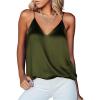 imageEkouaer Womens Silk Satin Camisole Tank Tops V Neck Sleeveless Spaghetti Straps Blouse Casual Racerback ShirtArmy Green