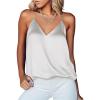 imageEkouaer Womens Silk Satin Camisole Tank Tops V Neck Sleeveless Spaghetti Straps Blouse Casual Racerback ShirtWhite