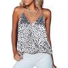 imageEkouaer Womens Silk Satin Camisole Tank Tops V Neck Sleeveless Spaghetti Straps Blouse Casual Racerback ShirtWhite Leopard