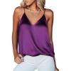 imageEkouaer Womens Silk Satin Camisole Tank Tops V Neck Sleeveless Spaghetti Straps Blouse Casual Racerback ShirtWineberry
