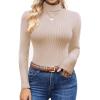 imageEkouaer Womens Turtleneck Tops Ribbed Pullover Sweater Long Sleeves Shirts Midweight Thermal Underwear BlouseKhaki