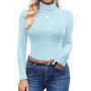 imageEkouaer Womens Turtleneck Tops Ribbed Pullover Sweater Long Sleeves Shirts Midweight Thermal Underwear BlouseLight Blue