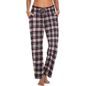 imageEkouaer Women Pajama Pants Comfy Pj Bottom with Pockets Stretch Plaid SleepwearBlack  Red and White Plaid