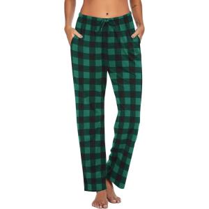 imageEkouaer Women Pajama Pants Comfy Pj Bottom with Pockets Stretch Plaid SleepwearGreen and Black Plaid