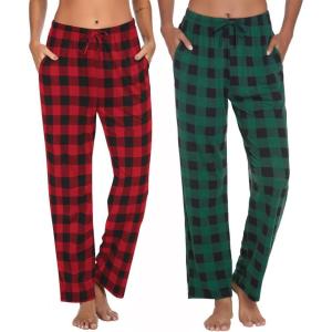imageEkouaer Womens 2 Pack Lounge Pants Comfy Pajama Pants Plaid Pajama Bottoms with Pockets Drawstring Pj Bottoms Pants2 Packset 10