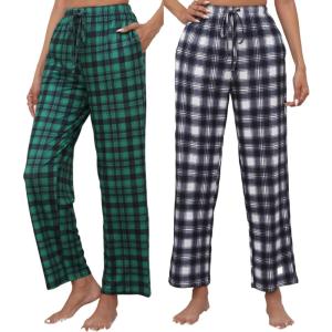 imageEkouaer Womens 2 Pack Lounge Pants Comfy Pajama Pants Plaid Pajama Bottoms with Pockets Drawstring Pj Bottoms Pants2 Packset 12