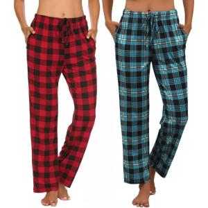 imageEkouaer Womens 2 Pack Lounge Pants Comfy Pajama Pants Plaid Pajama Bottoms with Pockets Drawstring Pj Bottoms Pants2 Packset 18