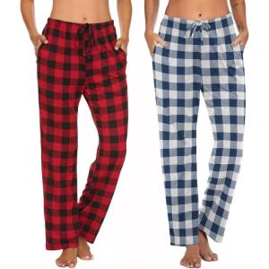 imageEkouaer Womens 2 Pack Lounge Pants Comfy Pajama Pants Plaid Pajama Bottoms with Pockets Drawstring Pj Bottoms Pants2 Packset 3