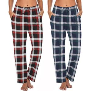 imageEkouaer Womens 2 Pack Lounge Pants Comfy Pajama Pants Plaid Pajama Bottoms with Pockets Drawstring Pj Bottoms Pants2 Packset 8