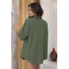 imageEkouaer Waffle Knit Lounge Sets for Women Short Sleeve Pajamas Button Down Pjs Oversized Loungewear Shorts SetArmy Green