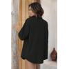 imageEkouaer Waffle Knit Lounge Sets for Women Short Sleeve Pajamas Button Down Pjs Oversized Loungewear Shorts SetBlack