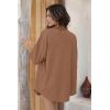 imageEkouaer Waffle Knit Lounge Sets for Women Short Sleeve Pajamas Button Down Pjs Oversized Loungewear Shorts SetBrown