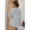 imageEkouaer Waffle Knit Lounge Sets for Women Short Sleeve Pajamas Button Down Pjs Oversized Loungewear Shorts SetGray
