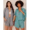 imageEkouaer Waffle Knit Lounge Sets for Women Short Sleeve Pajamas Button Down Pjs Oversized Loungewear Shorts SetMint Green