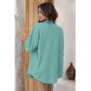 imageEkouaer Waffle Knit Lounge Sets for Women Short Sleeve Pajamas Button Down Pjs Oversized Loungewear Shorts SetMint Green