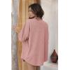 imageEkouaer Waffle Knit Lounge Sets for Women Short Sleeve Pajamas Button Down Pjs Oversized Loungewear Shorts SetPink