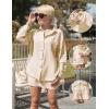 imageEkouaer Women 2 Piece Sets Lounge Sets Summer Outfits Button Down Shirts and Casual Shorts with PocketsApricot