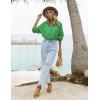 imageEkouaer Women 2 Piece Sets Lounge Sets Summer Outfits Button Down Shirts and Casual Shorts with PocketsGreen