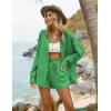 imageEkouaer Women 2 Piece Sets Lounge Sets Summer Outfits Button Down Shirts and Casual Shorts with PocketsGreen