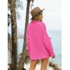 imageEkouaer Women 2 Piece Sets Lounge Sets Summer Outfits Button Down Shirts and Casual Shorts with PocketsHot Pink