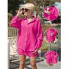 imageEkouaer Women 2 Piece Sets Lounge Sets Summer Outfits Button Down Shirts and Casual Shorts with PocketsHot Pink