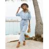 imageEkouaer Women 2 Piece Sets Lounge Sets Summer Outfits Button Down Shirts and Casual Shorts with PocketsLight Blue