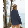imageEkouaer Women 2 Piece Sets Lounge Sets Summer Outfits Button Down Shirts and Casual Shorts with PocketsNavy Blue