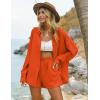 imageEkouaer Women 2 Piece Sets Lounge Sets Summer Outfits Button Down Shirts and Casual Shorts with PocketsOrange