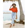 imageEkouaer Women 2 Piece Sets Lounge Sets Summer Outfits Button Down Shirts and Casual Shorts with PocketsOrange