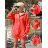 imageEkouaer Women 2 Piece Sets Lounge Sets Summer Outfits Button Down Shirts and Casual Shorts with PocketsOrange